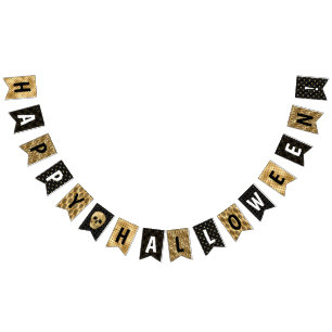 Elegantes Schwarz-Gold-Halloween-Party Wimpelkette