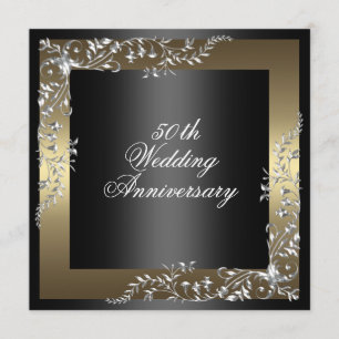 Elegantes Schwarz/Gold Hochzeitstag Einladung