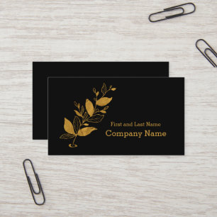 Elegantes Schwarz  Gold Leaf Foil Logo Visitenkarte