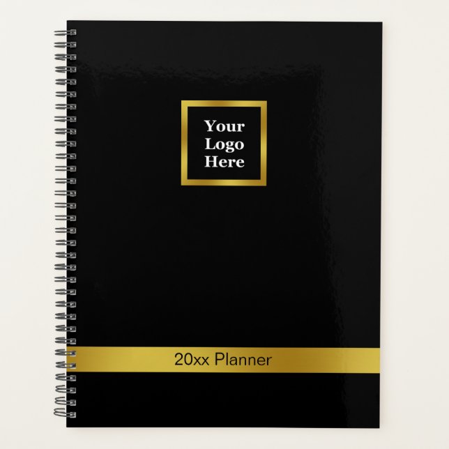 Elegantes Schwarz-Gold-Logo hier 2026 Planer (Vorderseite)