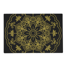 Elegantes Schwarz-Gold-Mandala-Laminat