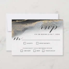 Elegantes Schwarz-Gold-Marmor UAWG Wählen Sie eine RSVP Karte