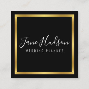Elegantes Schwarz-Gold-Minimalist-Design, 2,5x2,5  Quadratische Visitenkarte
