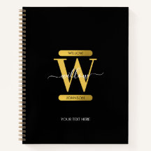 Elegantes Schwarz & Gold Monogram modern