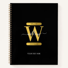 Elegantes Schwarz & Gold Monogram modern Notizbuch