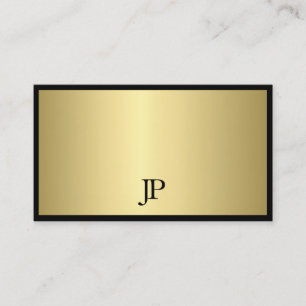 Elegantes Schwarz-Gold Monogram Schlicht Modernes  Visitenkarte