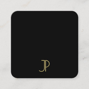 Elegantes Schwarz-Gold Monogramm-Modern-Template Quadratische Visitenkarte