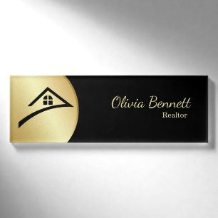 Elegantes Schwarz & Gold Namenschild
