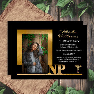 Elegantes Schwarz Gold NP Krankenpflegerin Ankündigung