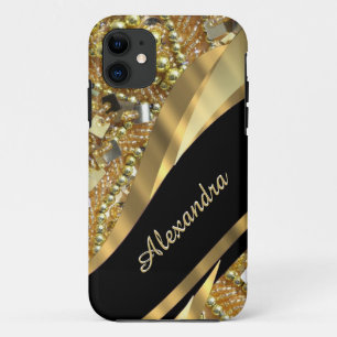 Elegantes Schwarz-Gold-personalisiert iPhone 11 Hülle