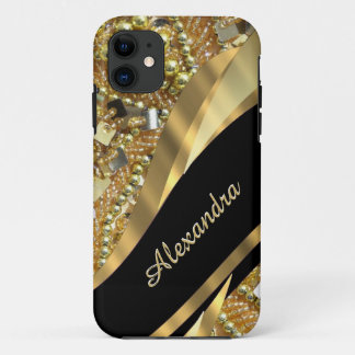 Elegantes Schwarz-Gold-personalisiert iPhone 11 Hülle