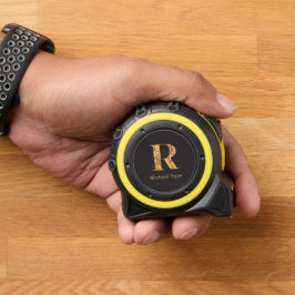 Elegantes Schwarz-Gold-Personalisiertes Monogramm Maßband