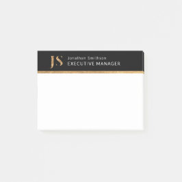 Elegantes Schwarz-Gold-Personalisiertes Monogramm Post-it Klebezettel