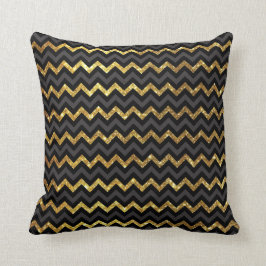 Elegantes Schwarz-Gold-Polyester-Kissen Kissen