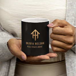 Elegantes Schwarz & Gold Realtor Makler Geschäftsl Kaffeetasse