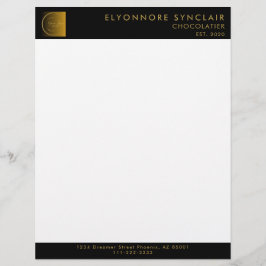 Elegantes Schwarz-Gold-Schrift-Logo Chocolatier Briefbogen