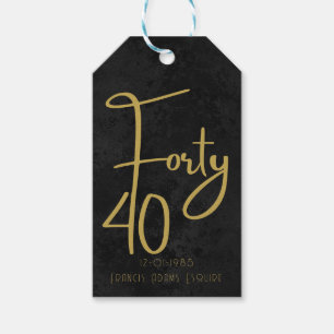 Elegantes Schwarz & Gold Schriftzug Vierzig Modern Geschenkanhänger