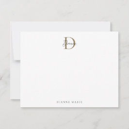 Elegantes Schwarz-Gold-Script-Monogramm Mitteilungskarte
