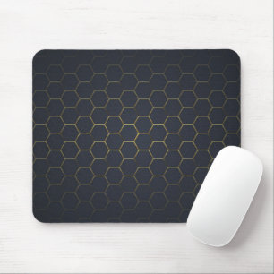 Elegantes Schwarz-Gold-Sechseckmuster Mousepad