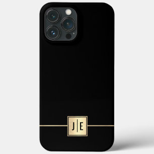 Elegantes Schwarz-Gold-Shiny-Berufliches Monogramm Case-Mate iPhone Hülle