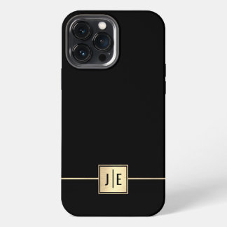 Elegantes Schwarz-Gold-Shiny-Berufliches Monogramm iPhone 13 Pro Max Hülle