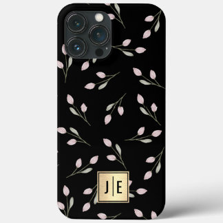 Elegantes Schwarz-Gold-Shiny-Monogramm Case-Mate iPhone Hülle