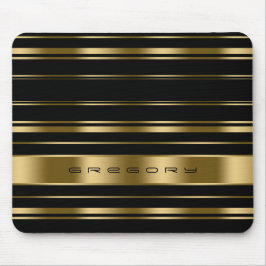 Elegantes Schwarz/Gold Streifen Muster Mousepad