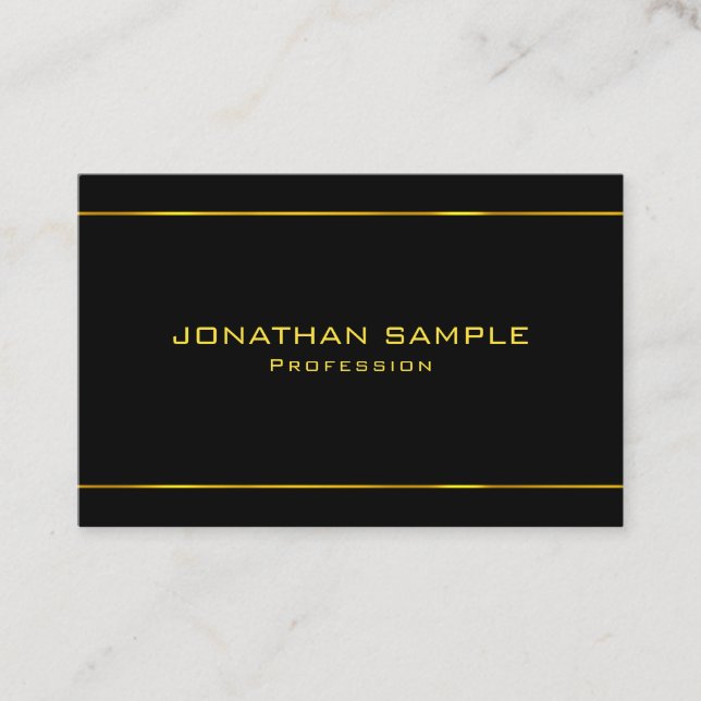 Elegantes Schwarz-Gold-Template nach Maß Visitenkarte (Vorderseite)