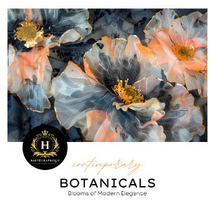 Elegantes Schwarz-, Gold- und Pfirsich-Blumendekou Seidenpapier
