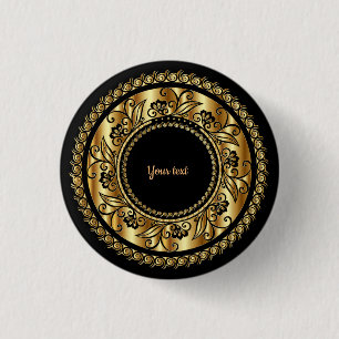 Elegantes Schwarz-Gold-Verziertes Template Button