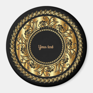 Elegantes Schwarz-Gold-Verziertes Template Magnet