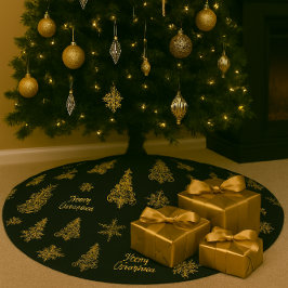 Elegantes Schwarz-Gold Weihnachtsbaum-Rock Polyester Weihnachtsbaumdecke