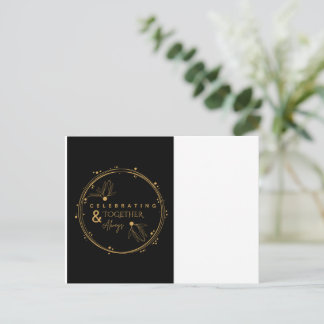 Elegantes Schwarz-Gold zum Jubiläum - Immer feiern Einladungspostkarte