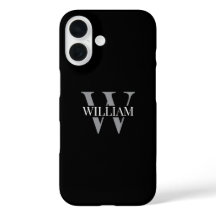Elegantes Schwarz & Grau Weiß personalisiertes Mon