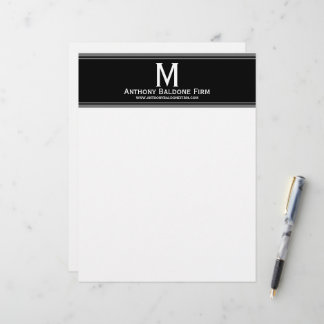 Elegantes Schwarz-Graue Streifen Markenname Monogr Briefbogen