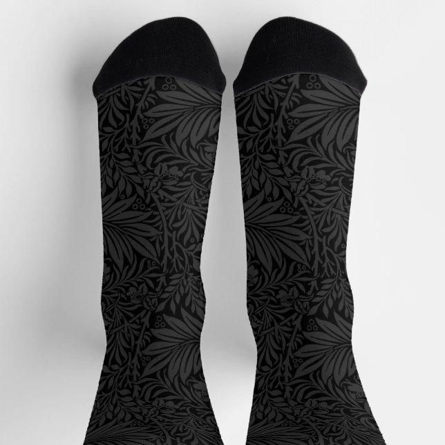 Elegantes Schwarz-Graues Floral Muster Socken (Oben)