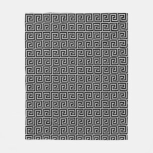 Elegantes Schwarz-Graues griechisches Muster Fleec Fleecedecke
