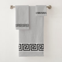 Elegantes schwarz-griechisches Muster auf Silbergr