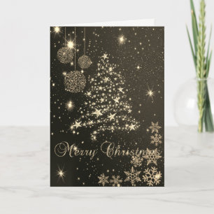 Elegantes Schwarz,Imitate Gold Weihnachtsbaum,Schn Feiertagskarte