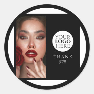 Elegantes Schwarz-Logo-Danke-Schön-Makeup-Studio Runder Aufkleber