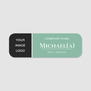 Elegantes Schwarz Mint Grün Einzigartiges Logo Namensschild