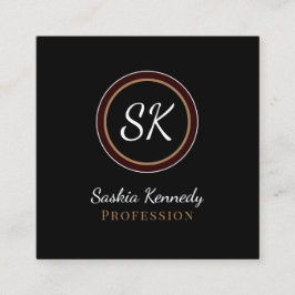 Elegantes Schwarz-Mischbraun-Berufliches Monogramm Quadratische Visitenkarte