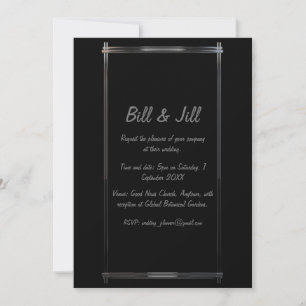 Elegantes Schwarz mit Chrome Deko Border Wedding Einladung