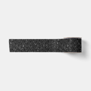 Elegantes Schwarz mit Glitzer Look Dreieck drucken Satinband