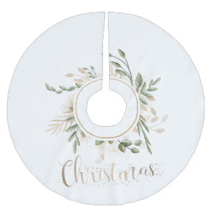 Elegantes Schwarz mit Gold Frohe Weihnachtstypogra Polyester Weihnachtsbaumdecke