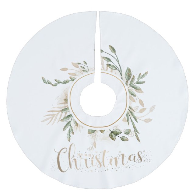 Elegantes Schwarz mit Gold Frohe Weihnachtstypogra Polyester Weihnachtsbaumdecke (Vorderseite)