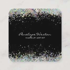 Elegantes Schwarz mit Silberner Glitzer  Quadratische Visitenkarte