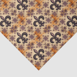 Elegantes Schwarz-Orange Dekoupage Muster Seidenpapier