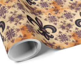 Elegantes Schwarz-Orange-französisches Muster Geschenkpapier