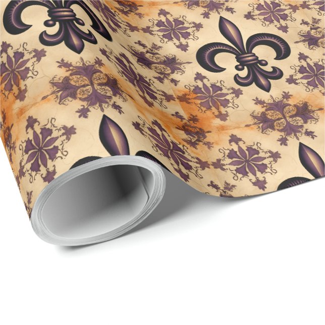 Elegantes Schwarz-Orange-Muster Geschenkpapier (Rolleneckpunkt)